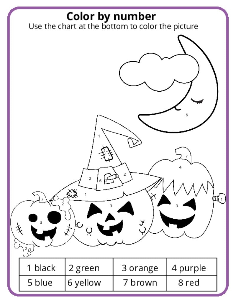 Halloween Color By Number Pages K12 Math Worksheets