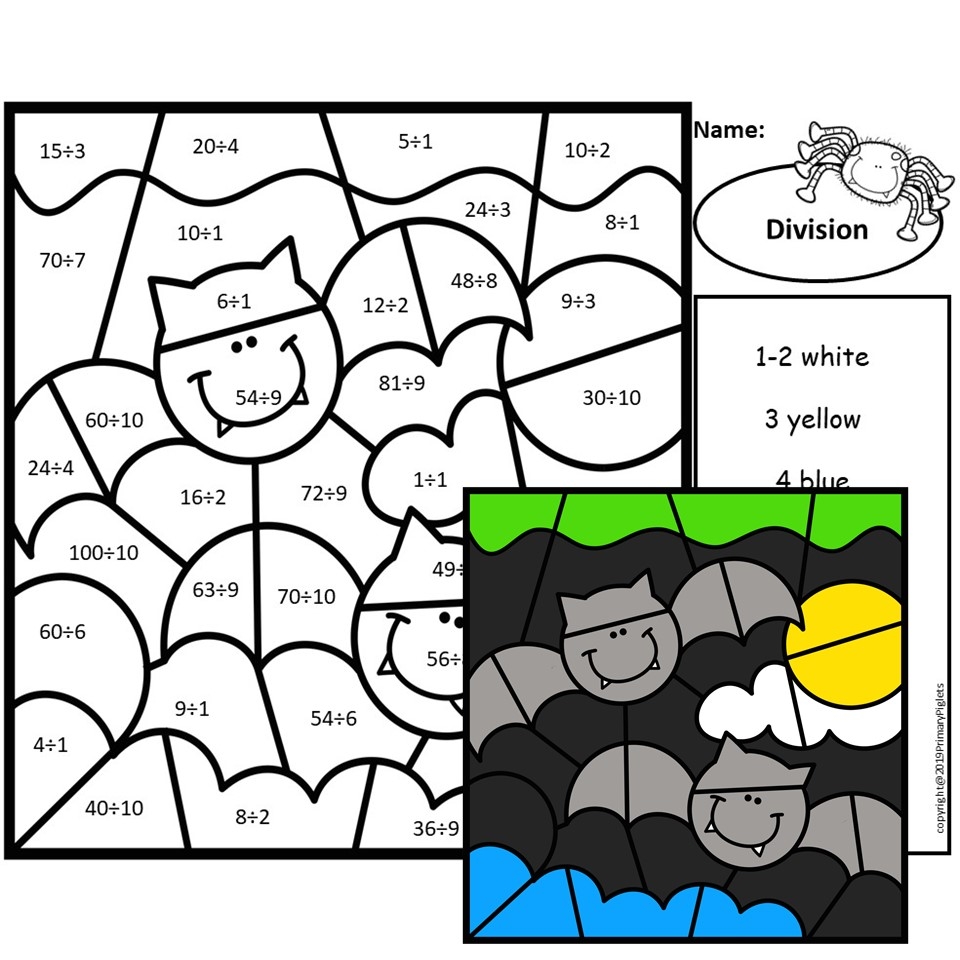 Halloween Division Color By Number Made By Teachers