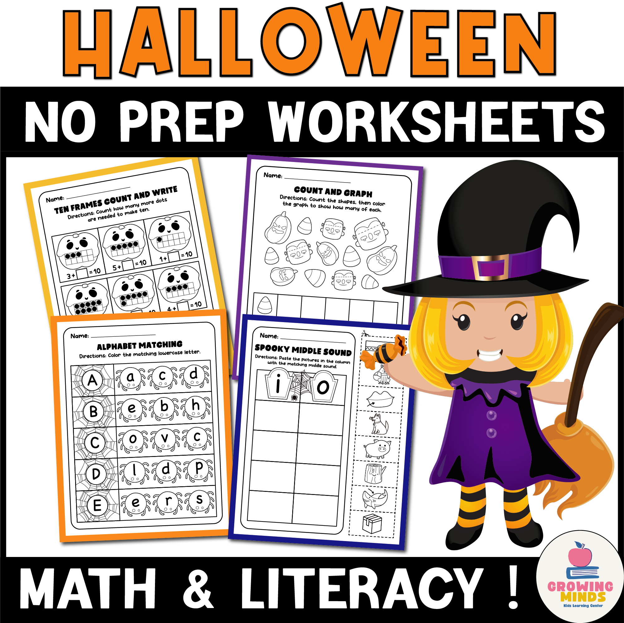 Halloween Math And Literacy Worksheets Halloween Activities October Kindergarten Made By Teachers