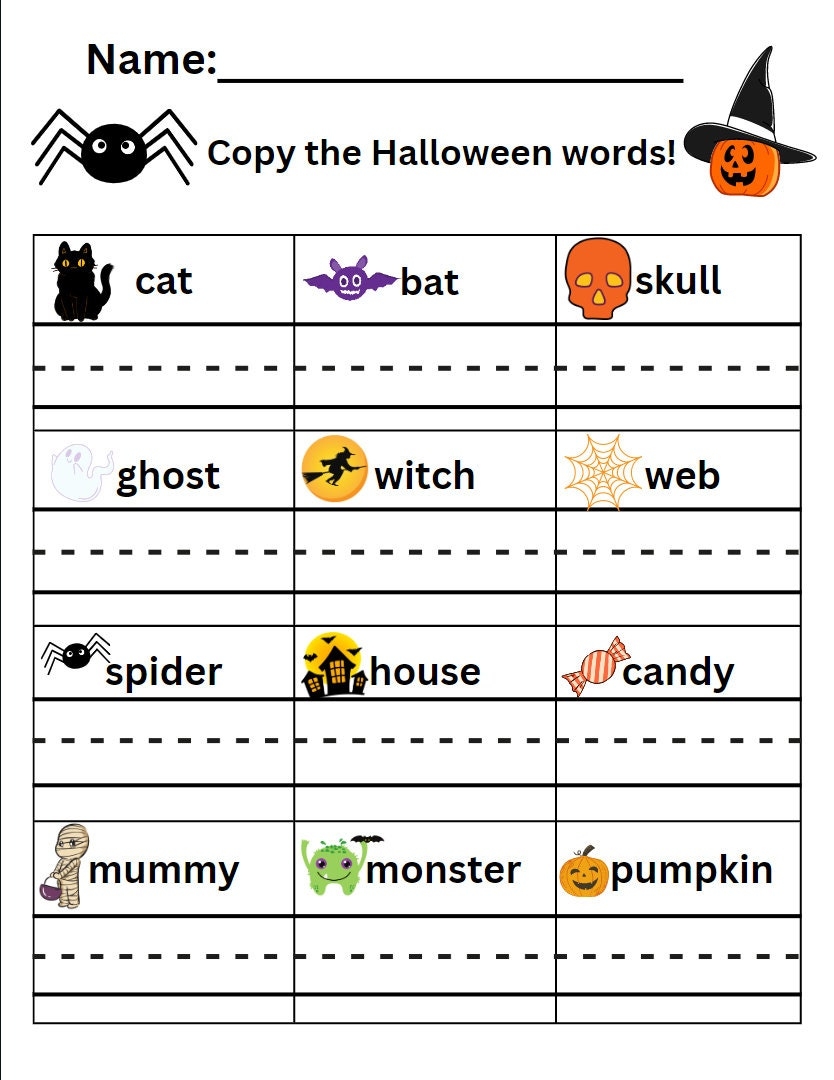 Halloween Worksheet For Kids Halloween Activity Worksheets For Kids Halloween Printable Halloween Activity Download Halloween Etsy Israel
