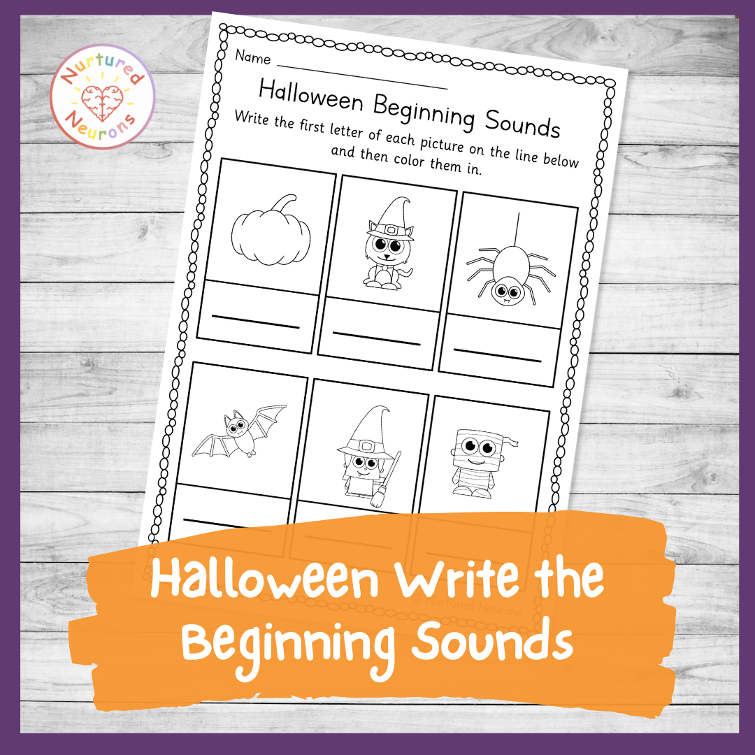 Halloween Write The Beginning Sounds Worksheet Printable Phonics Nurtured Neurons