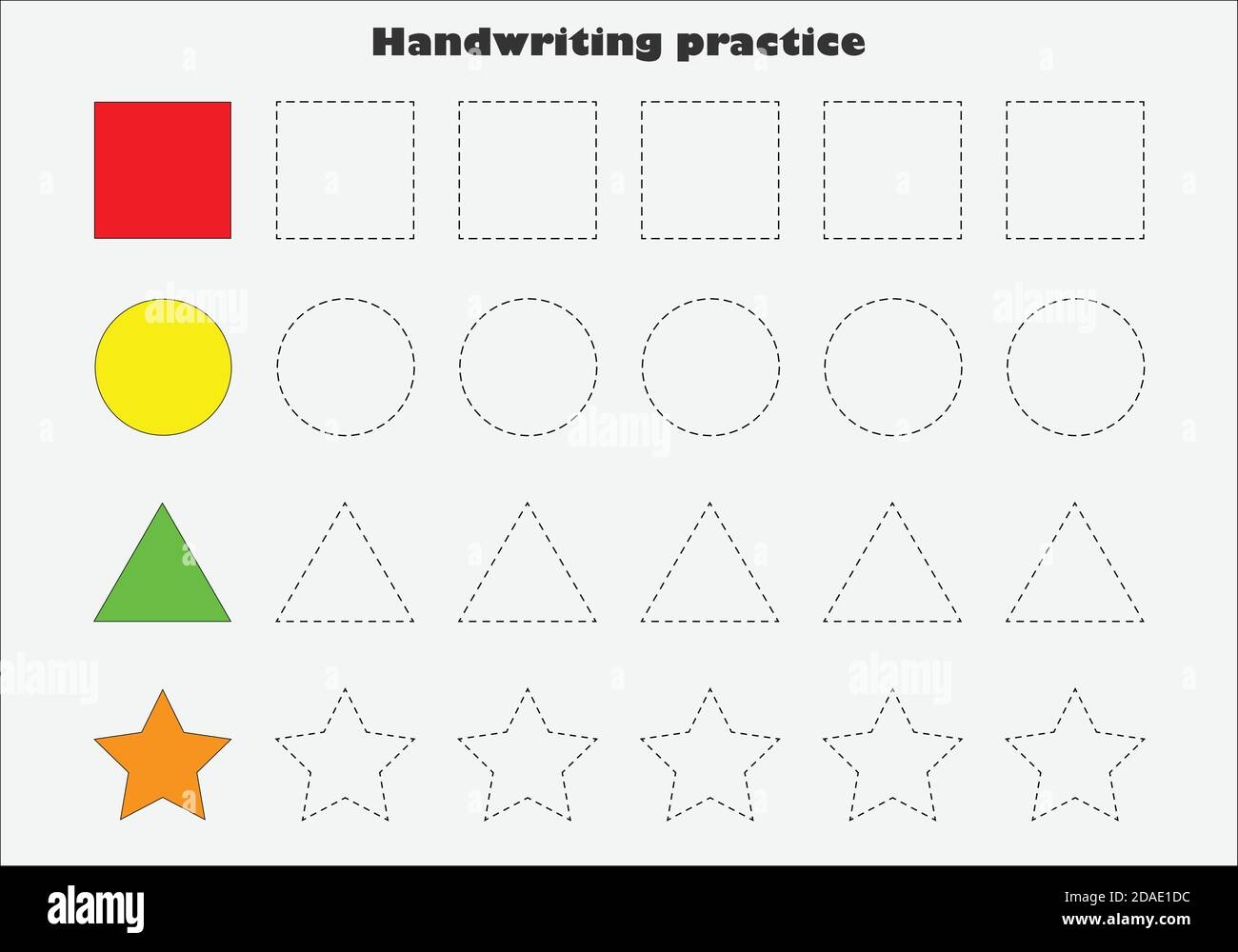 Handwriting Practice Sheet Kids Preschool Activity Educational Children Game Printable Worksheet Writing Training Learning Geometric Shapes Stock Vector Image Art Alamy