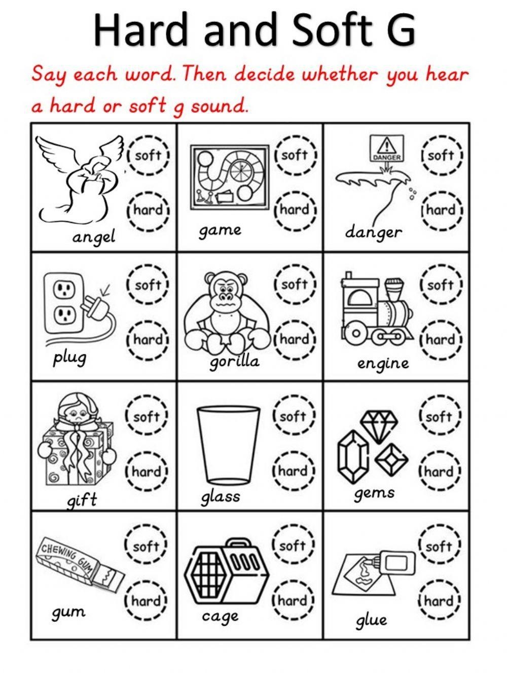 Hard And Soft G Activity Worksheets Library