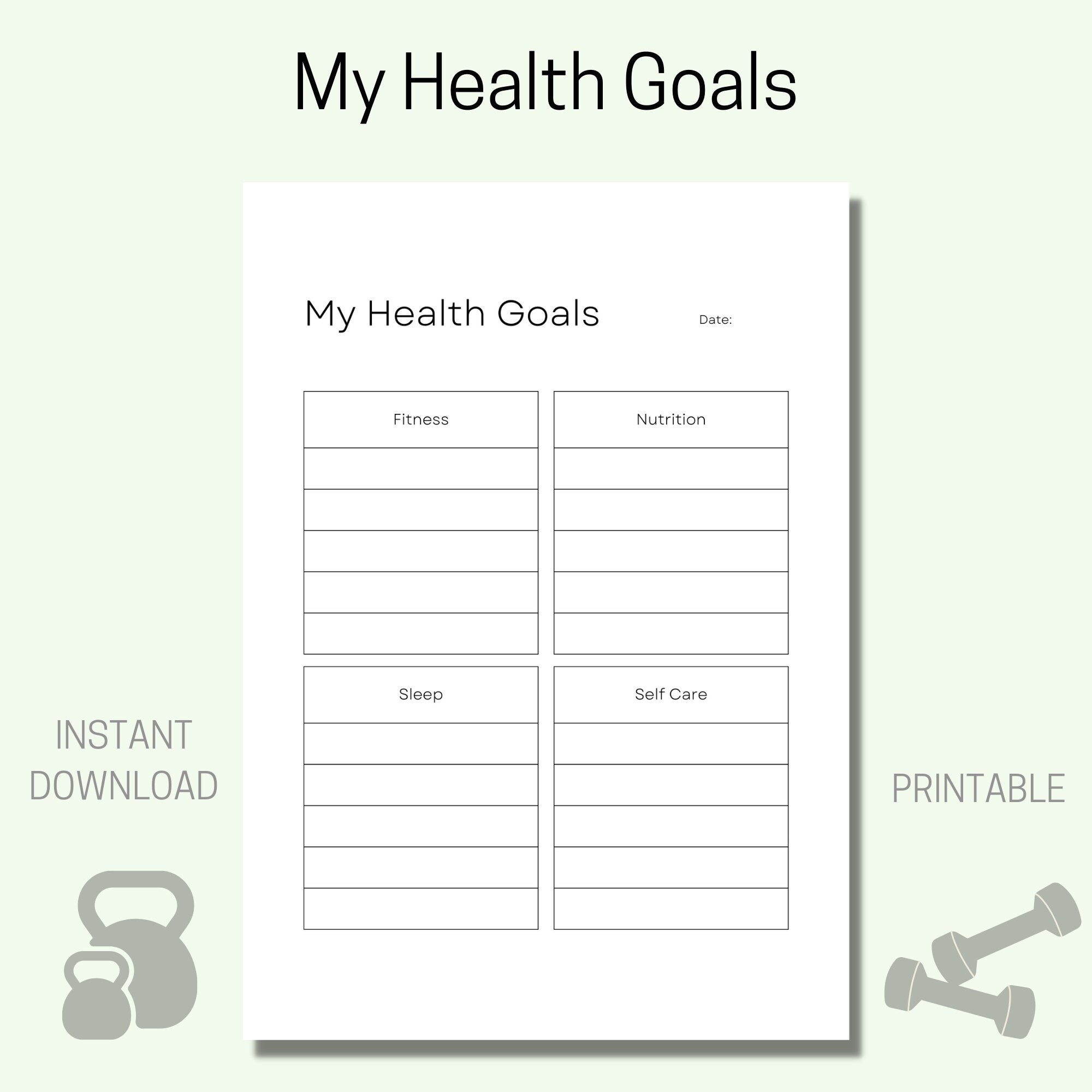Health Fitness Goal Planner SMART Goals Worksheet digital Download Etsy Health Fitness Goal Planner SMART Goals Worksheet digital Download Etsy