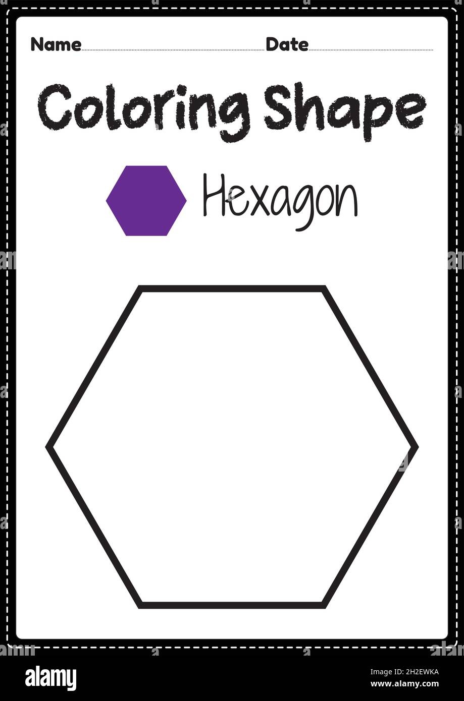 Hexagon Coloring Page For Preschool Kindergarten Montessori Kids To Practice Visual Art Drawing And Coloring Activities To Develop Creativity Focu Stock Vector Image Art Alamy
