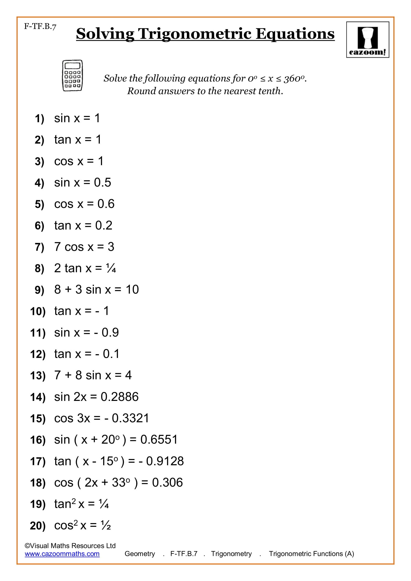 High School Math Worksheets Math Worksheets PDF Cazoom Math