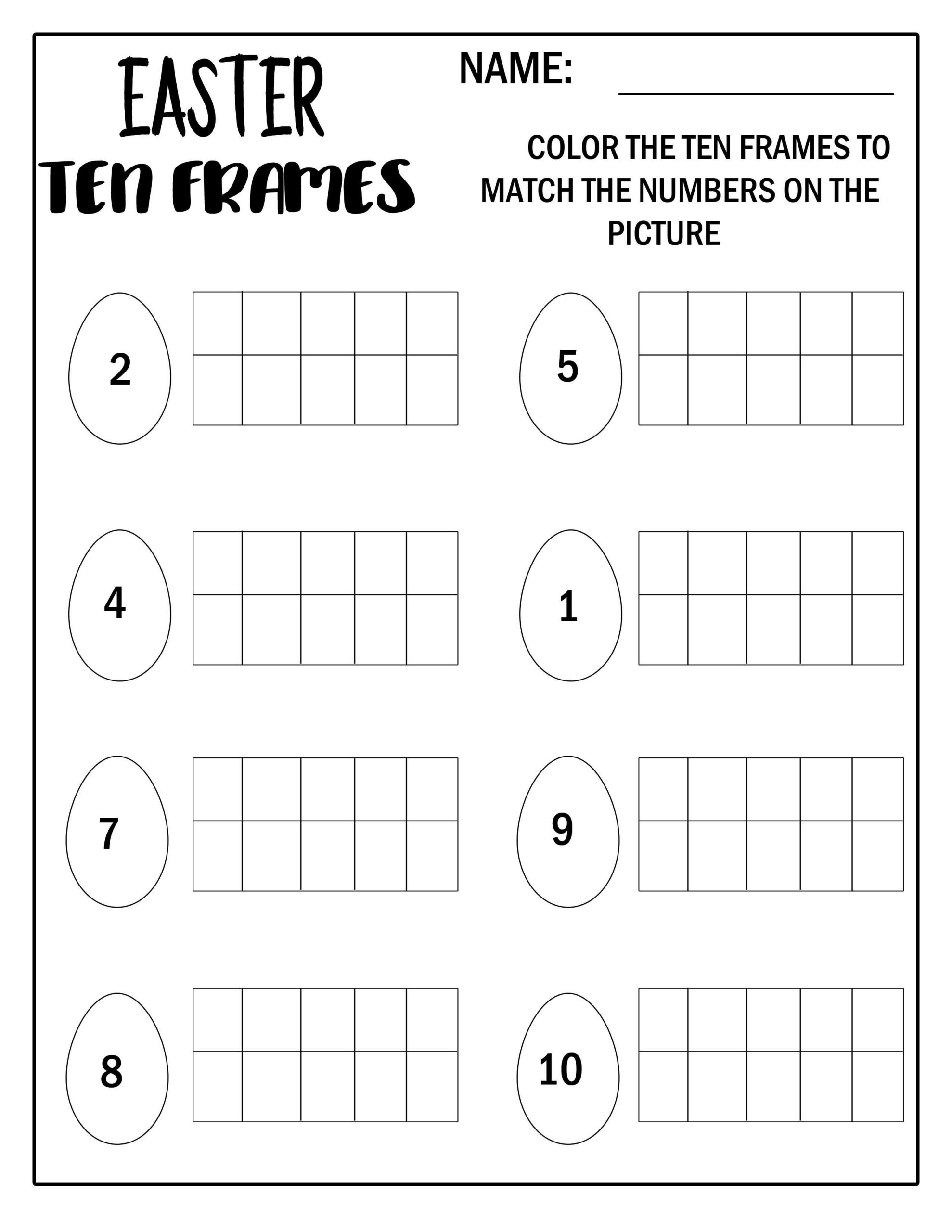 kindergarten 10 frame worksheets