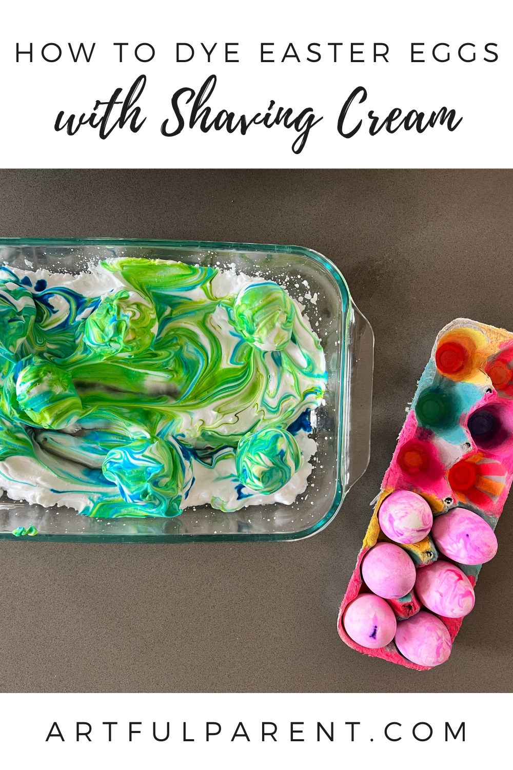 dying eggs with shaving cream