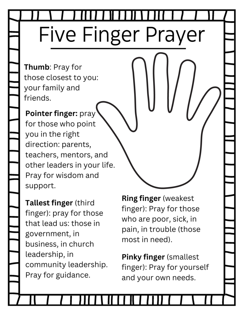 How To Pray The 5 Finger Prayer free Printable Out Upon The Waters