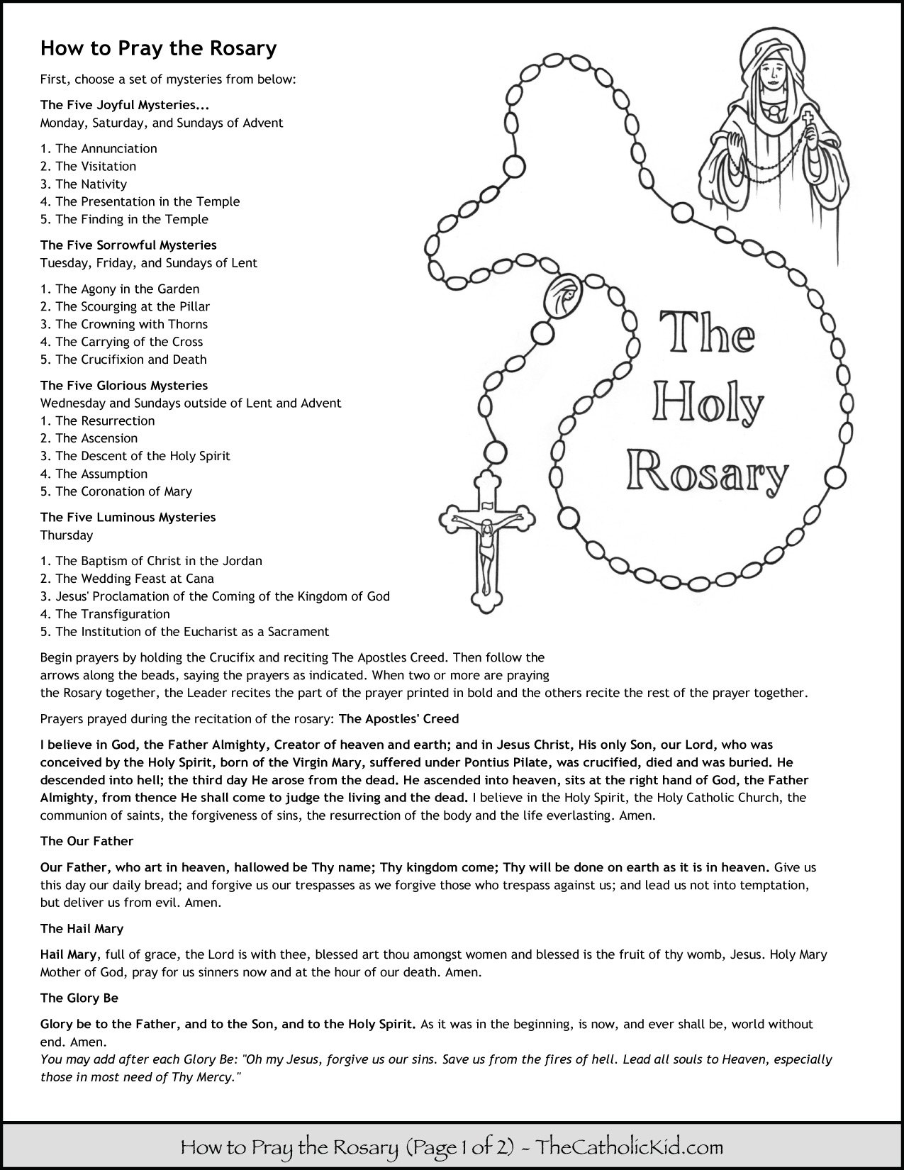 How To Pray The Rosary Coloring Page For Kids TheCatholicKid