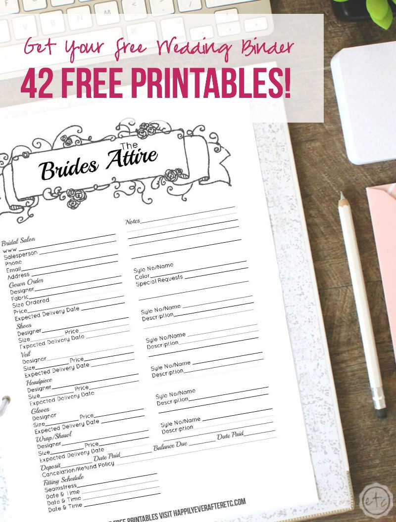 How To Put Together Your Perfect FREE Wedding Binder 42 Free Wedding Printables Happily Ever After Etc
