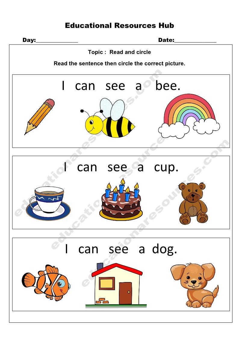 kindergarten english worksheets pdf