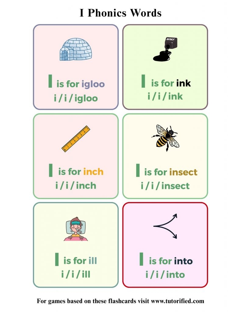 letter i phonics worksheets