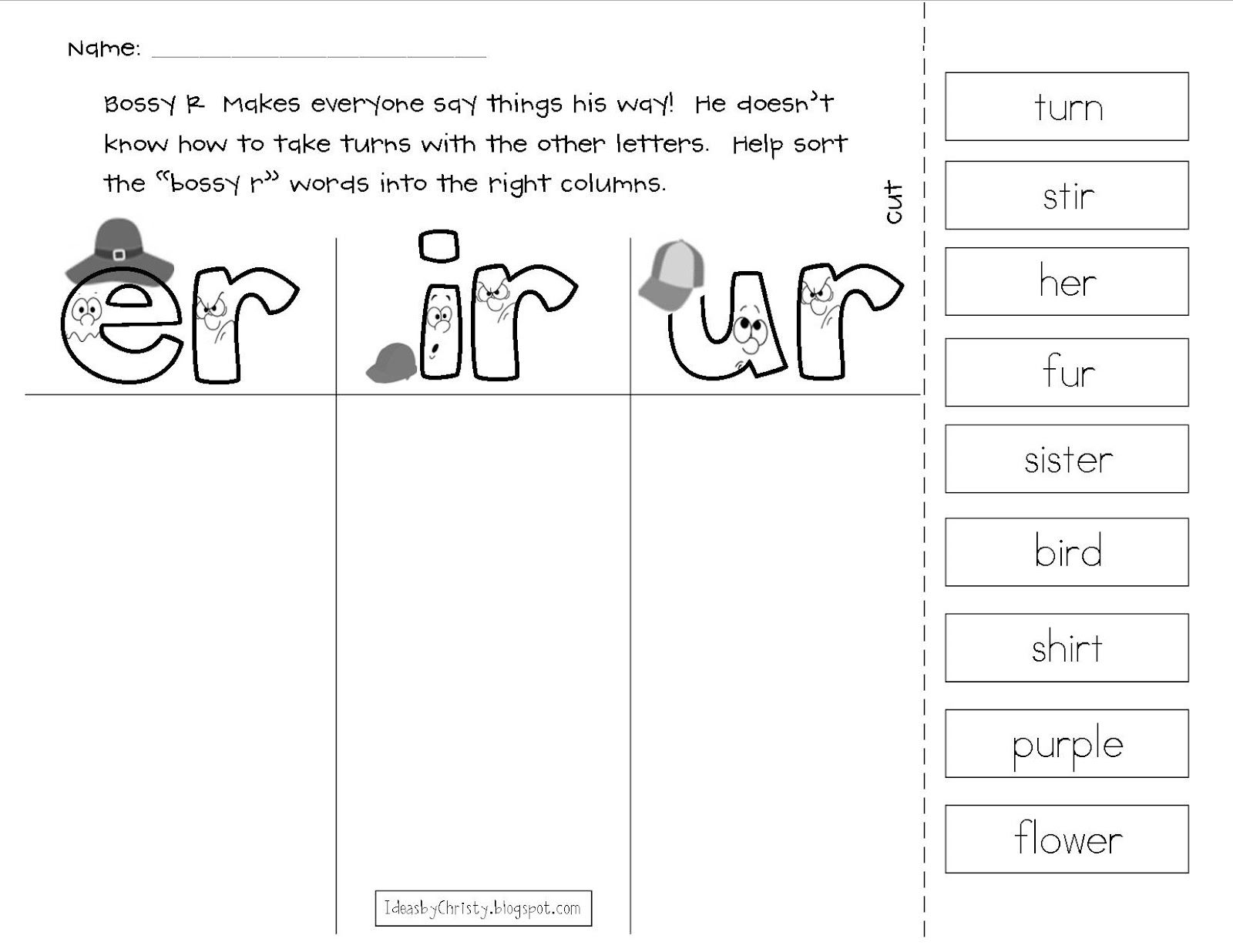 Ideas By Christy Bossy R Pairs Er Ir Ur Phonics Worksheets Worksheets Library
