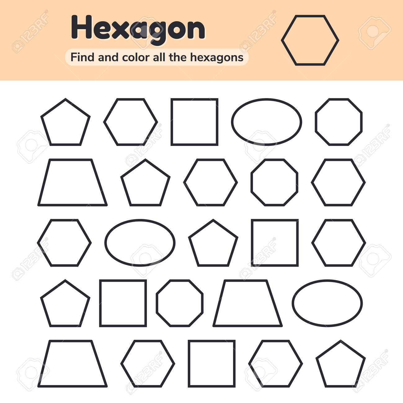 Illustration Educational Worksheet For Kids Kindergarten Preschool And School Age Geometric Shapes Pentagon Octagon Hexagon Trapezoid Oval Square Find And Color Stock Photo Picture And Royalty Free Image Image 169420713 Illustration Educational Worksheet For Kids Kindergarten Preschool And School Age Geometric Shapes Pentagon Octagon Hexagon Trapezoid Oval Square Find And Color Stock Photo Picture And Royalty Free Image Image 169420713