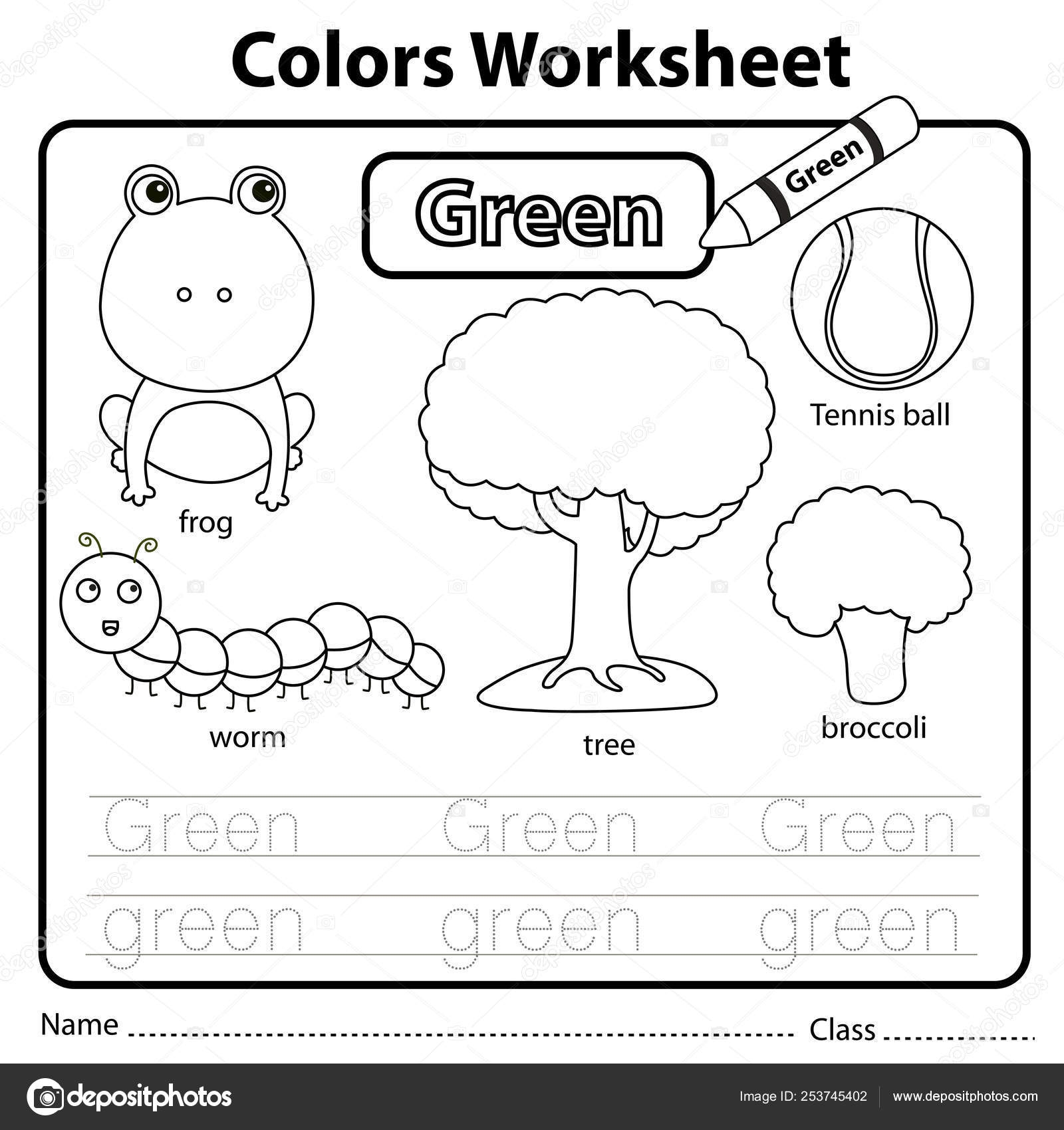 Illustrator Color Worksheet Green Stock Vector By chingowinn 253745402