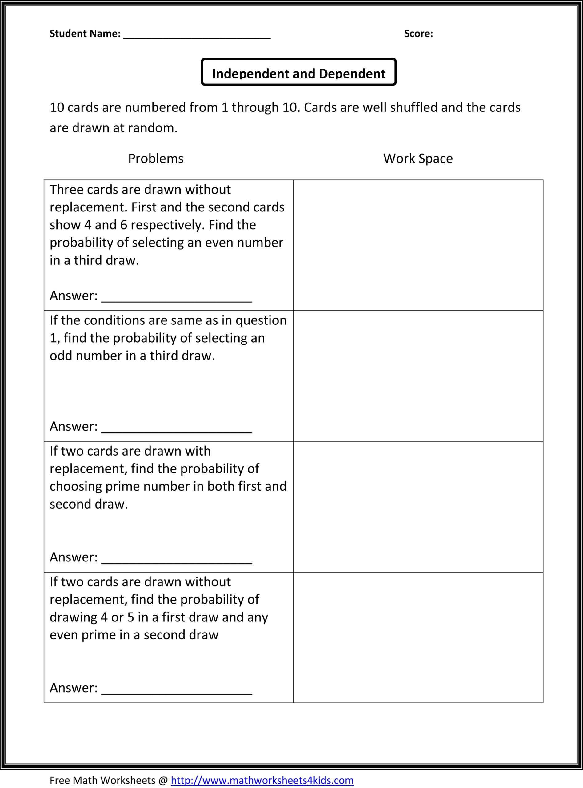 independent practice math worksheet answers
