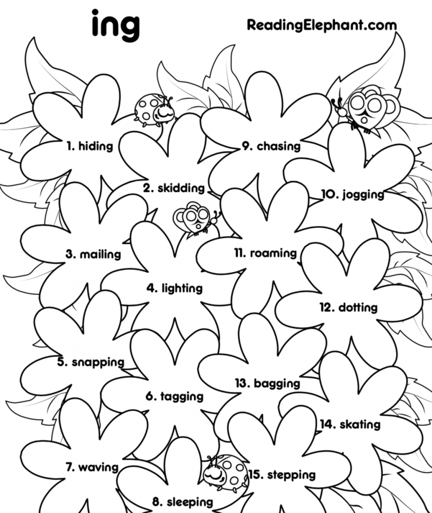 Ing Words Worksheet With Spring Flowers Reading Elephant Ing Words Worksheet With Spring Flowers Reading Elephant