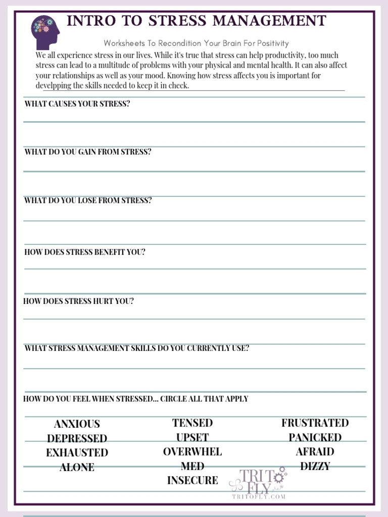 Intro To Stress Management Self Help Worksheet PDF Worksheets Library