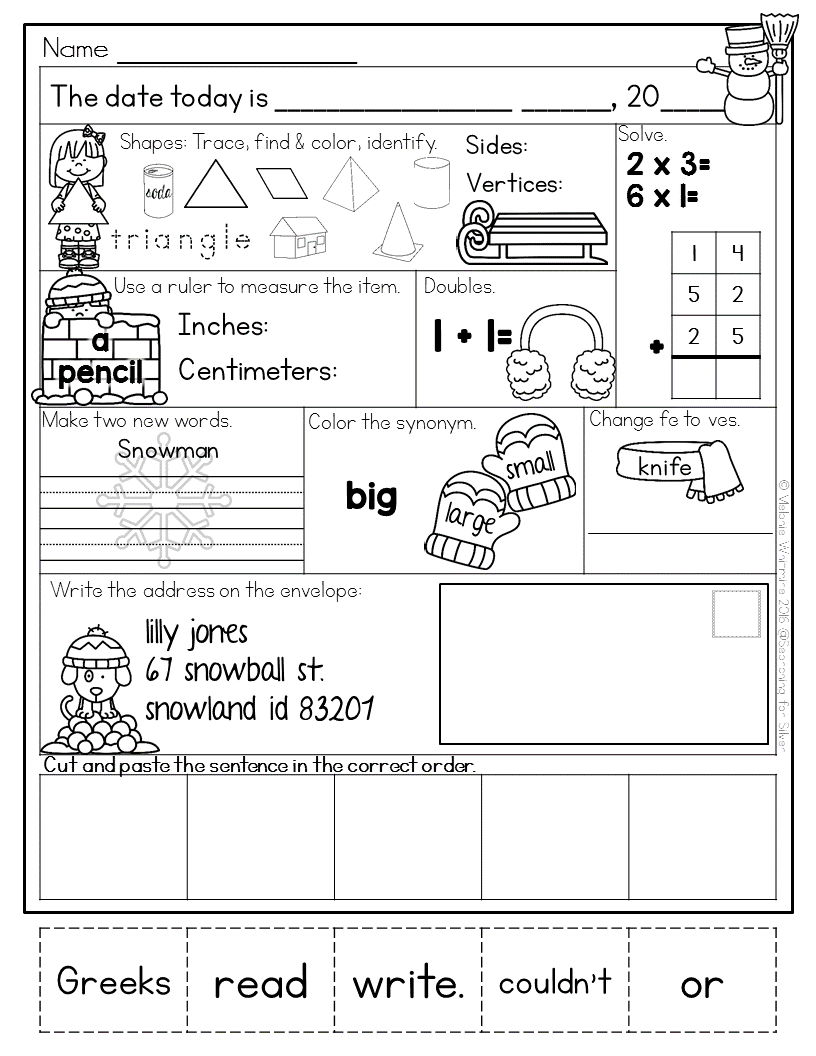 January Morning Work 2nd Grade Made By Teachers