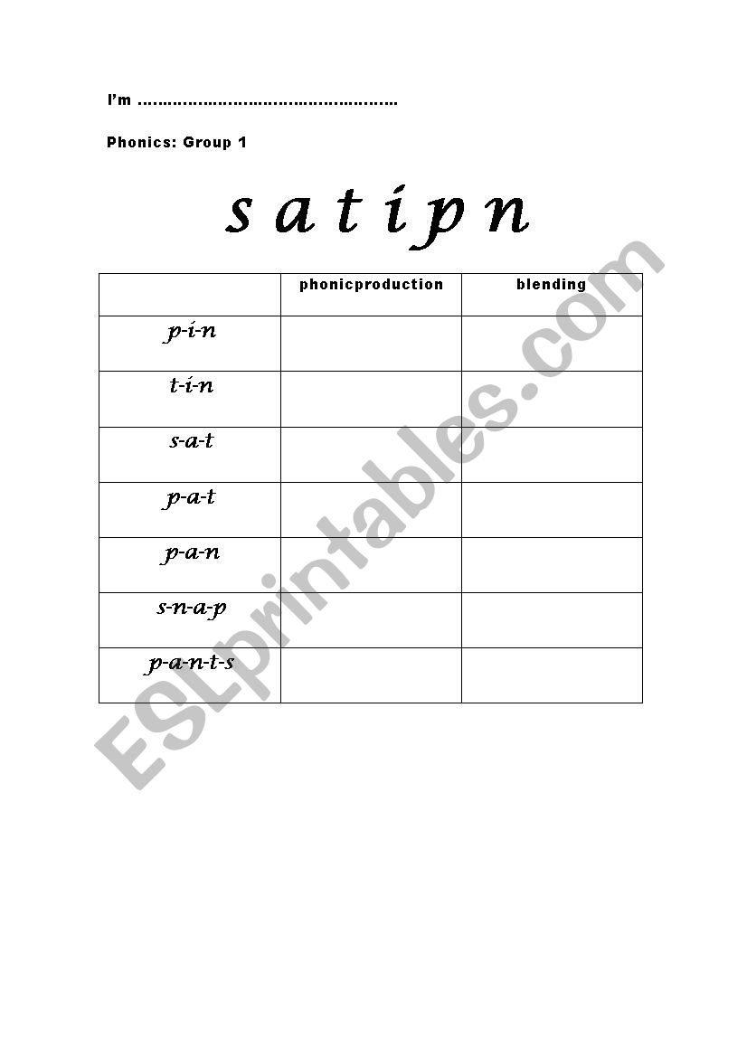 jolly phonics group 1 words worksheet