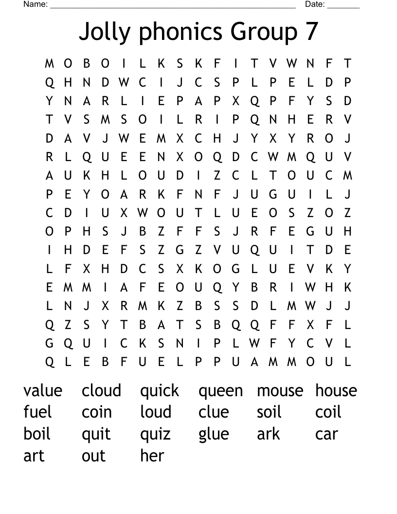 Jolly Phonics Group 7 Word Search WordMint