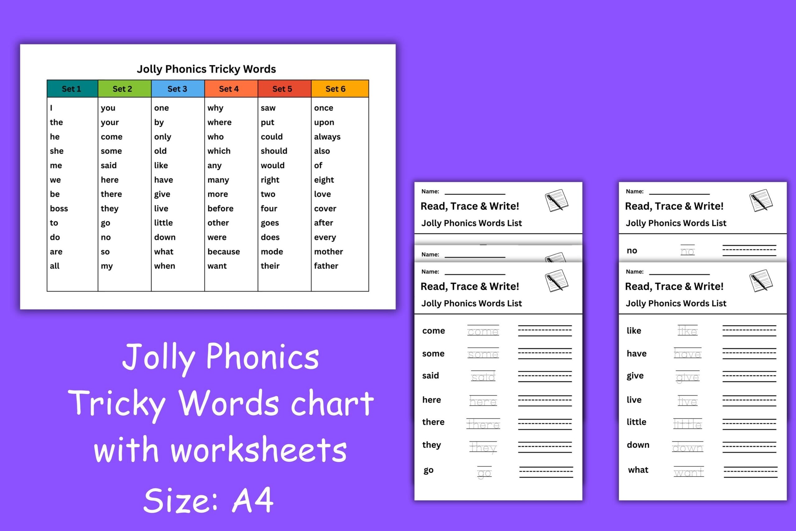 jolly phonics tricky words worksheets