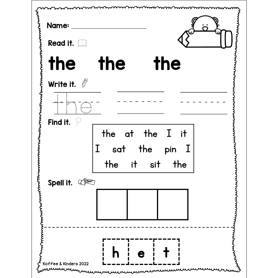 Jolly Phonics Tricky Words Worksheets Set 1 Classful