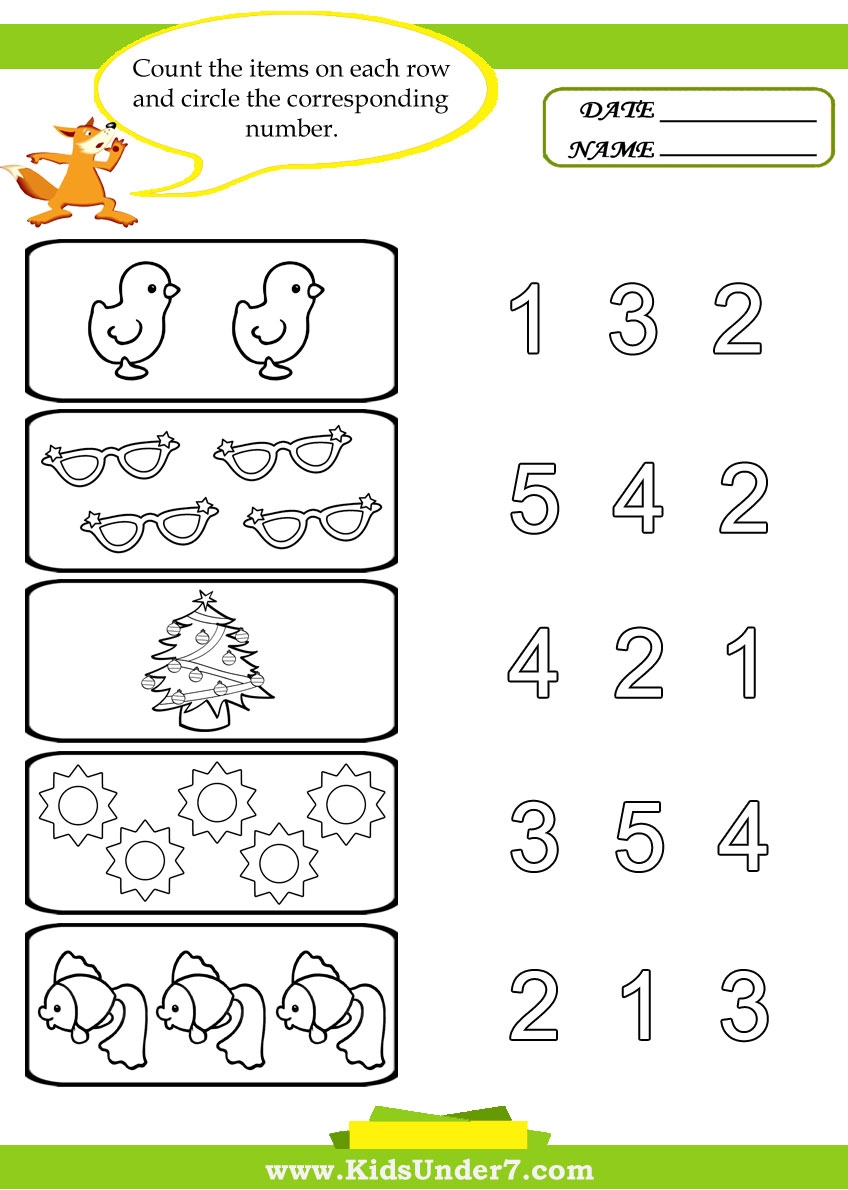 Kids Under 7 Preschool Counting Printables