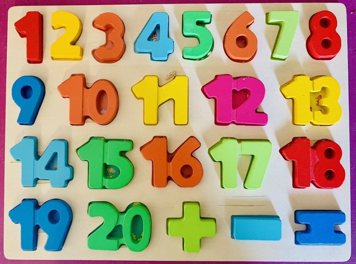 Kids Wooden 1 20 Number Chunky Puzzle Board Toys Preschool Early Learning Toys EBay