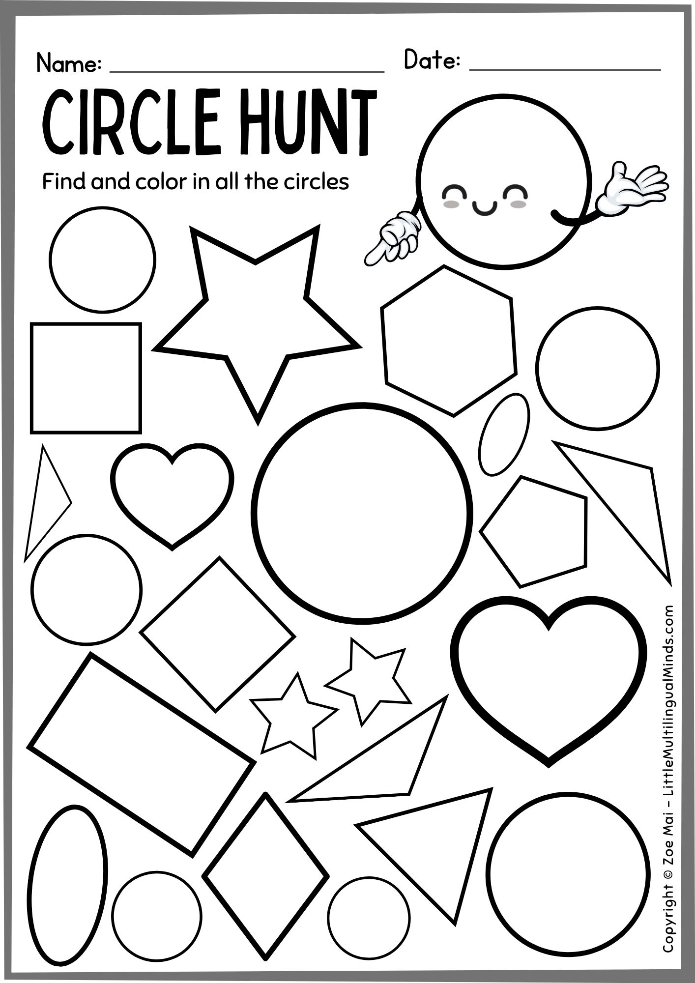 Kindergarten 2D Shapes Worksheet CIRCLE Shape Sort Shape Hunt Math Activity Made By Teachers