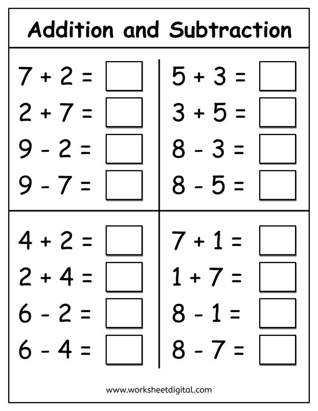 Kindergarten Addition Worksheets Number Fact Family Printable PDF Etsy