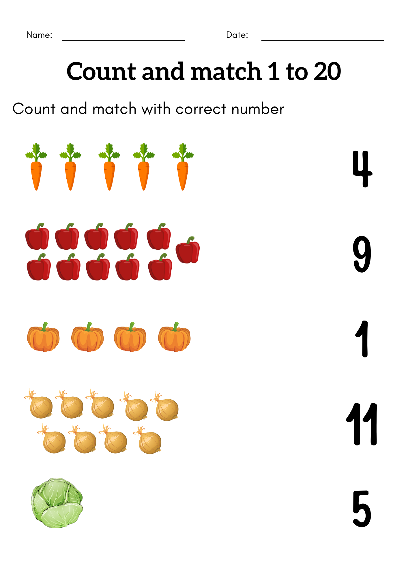 Kindergarten Count And Match Worksheets 1 20 Counting To 20 Worksheets Made By Teachers