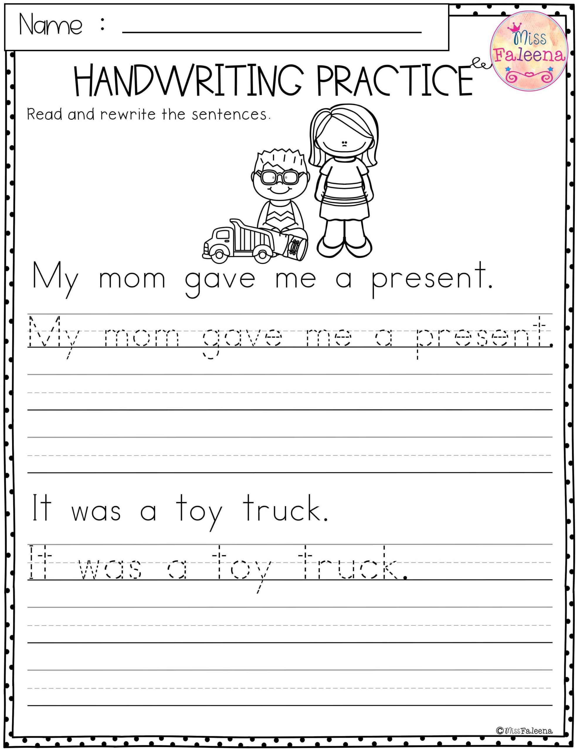 handwriting worksheets for kindergarten