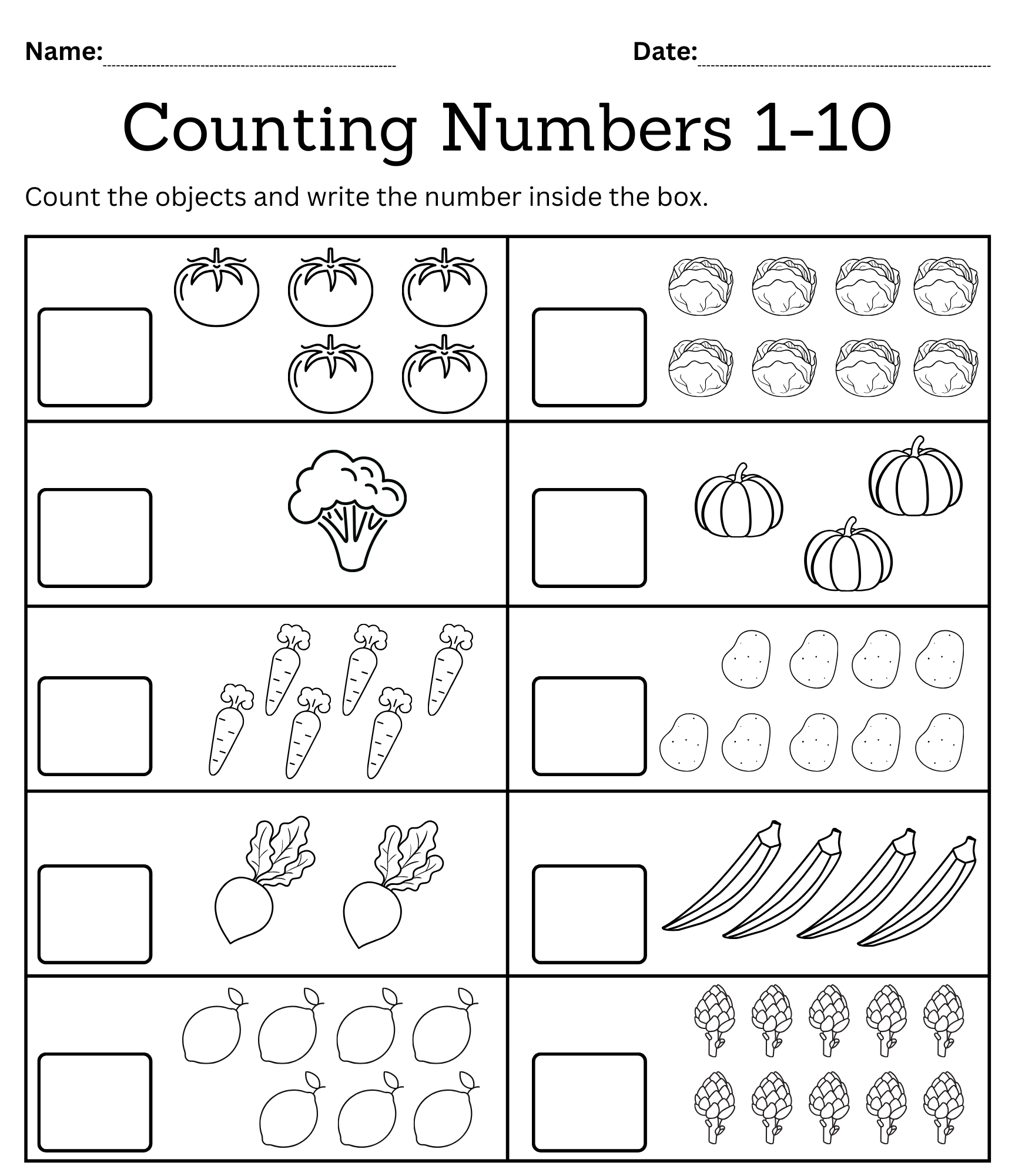 numbers worksheets for kindergarten