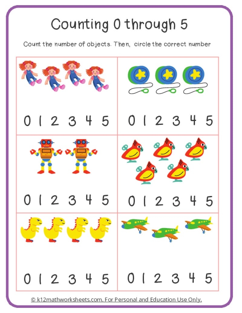 counting worksheets kindergarten