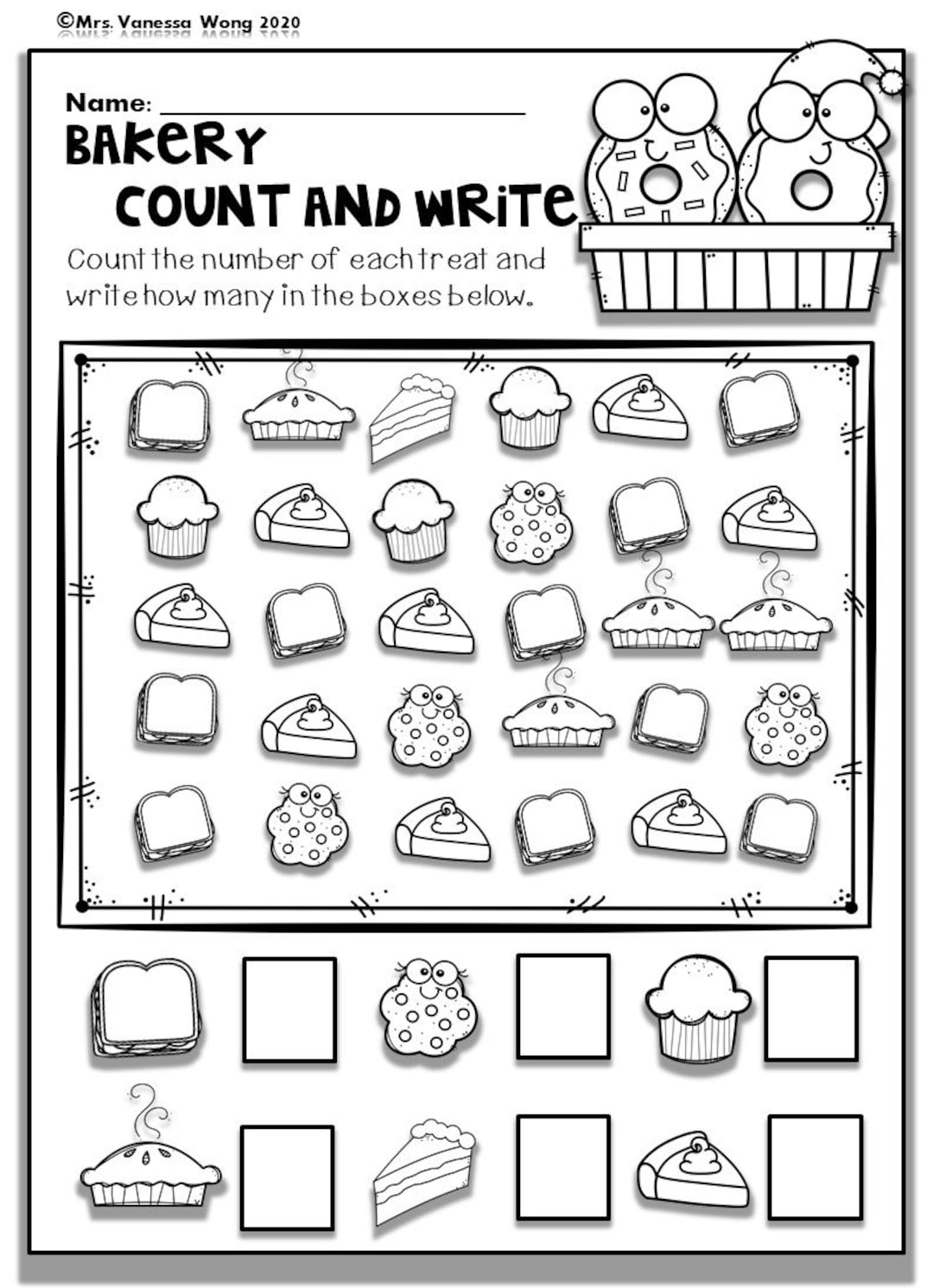 Kindergarten Math Worksheets Numbers 1 10 Counting Etsy Israel