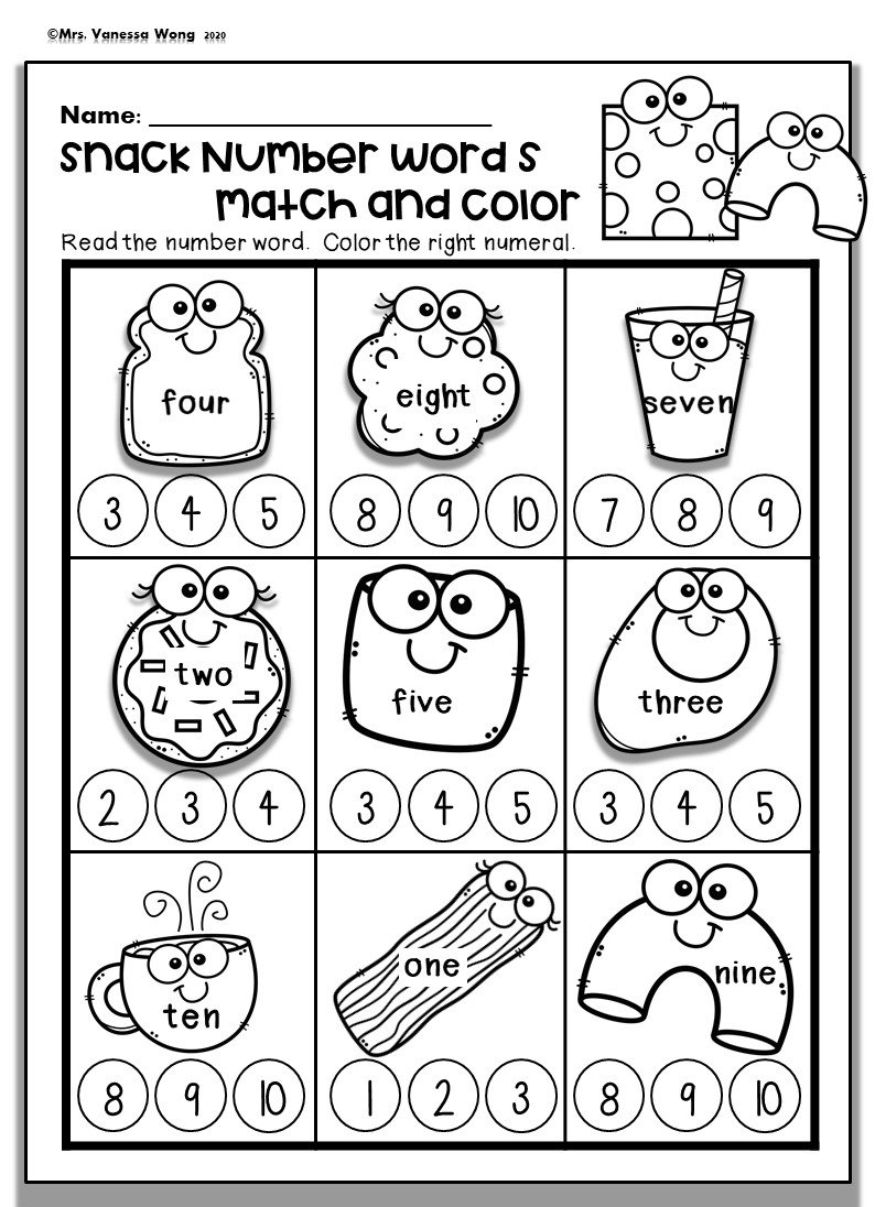 Kindergarten Math Worksheets Numbers 1 10 Number Words PDF Etsy Israel