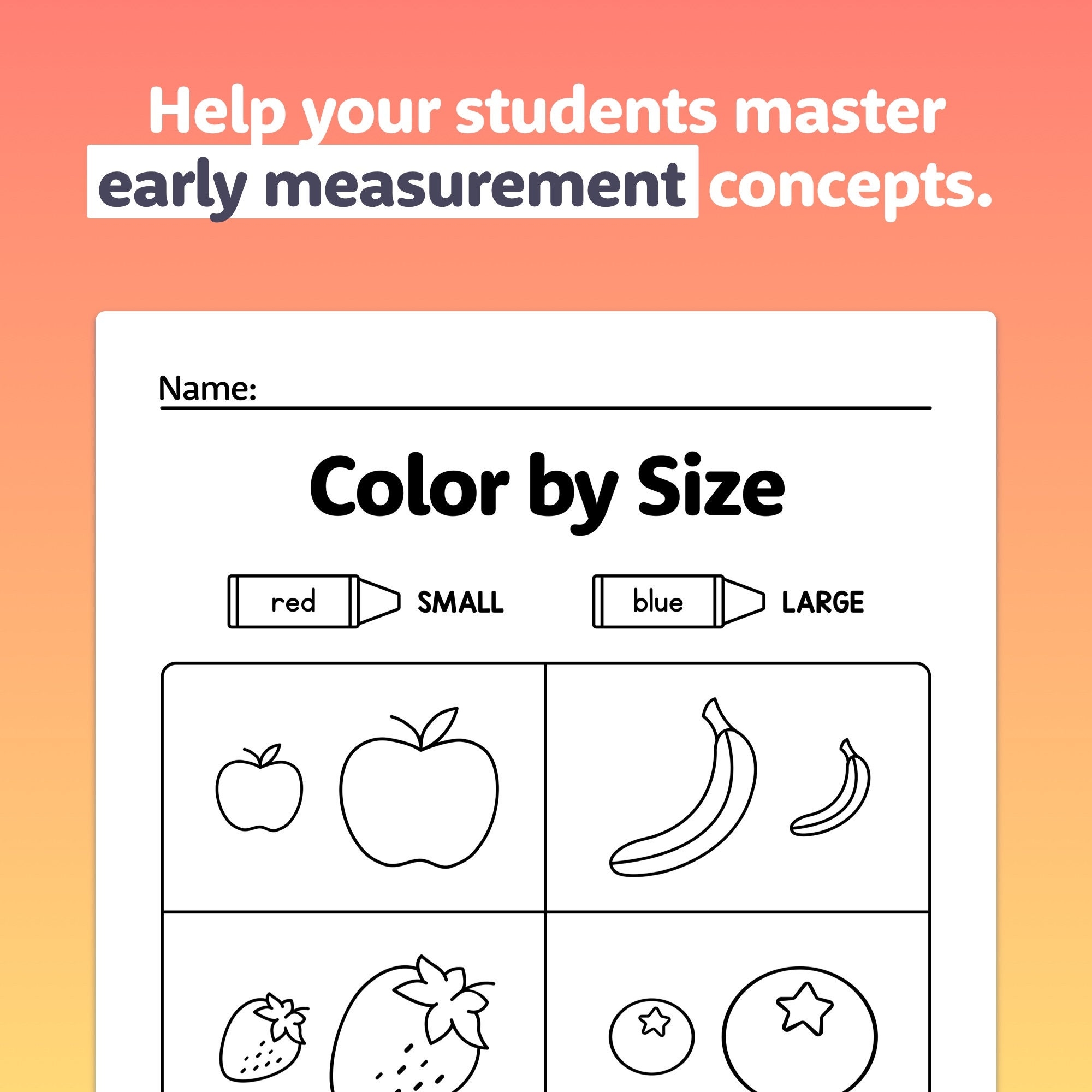 Kindergarten Measurement Worksheets Comparing Size Length Height Width Beginner Measurement Activities printable PDF Etsy Denmark