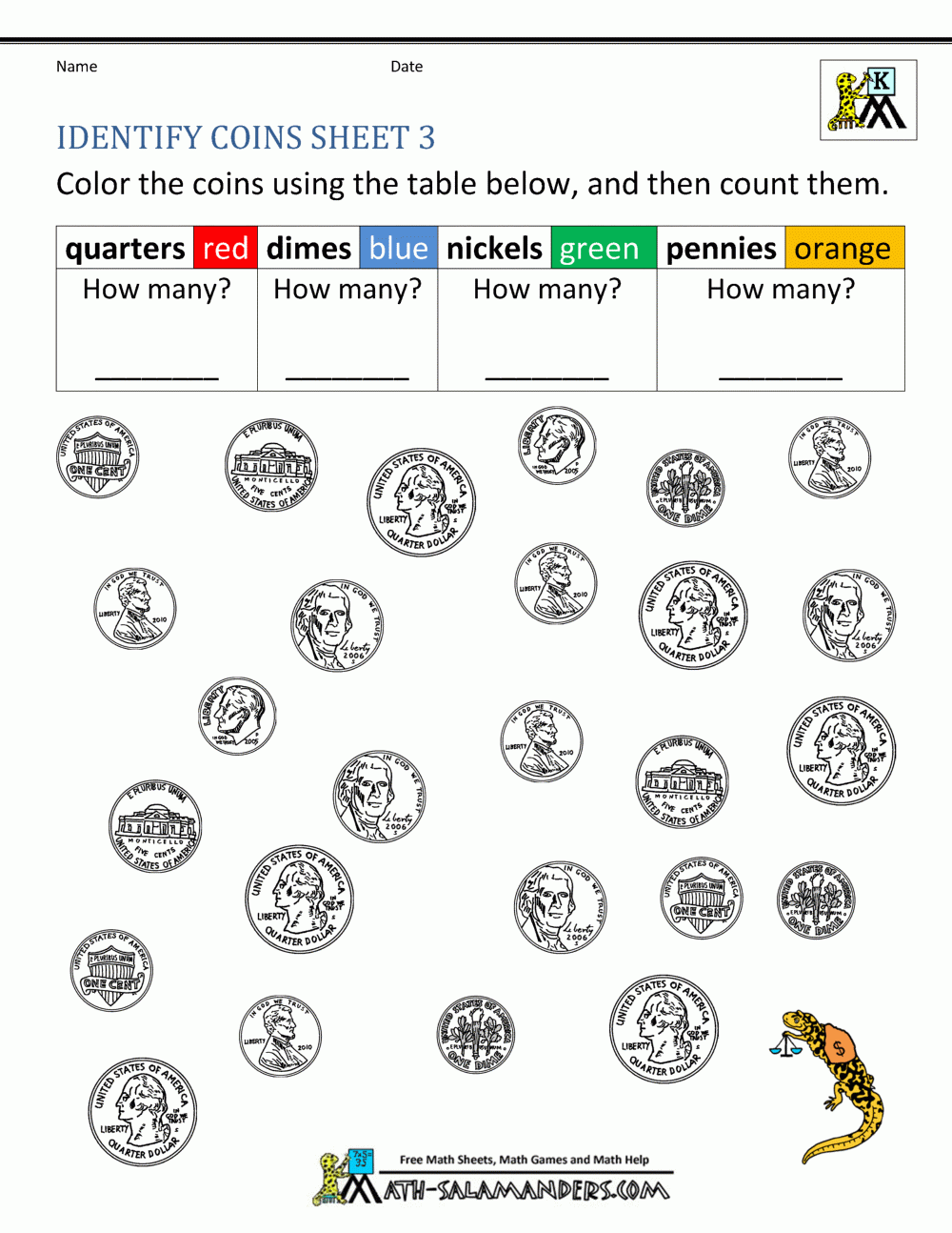 Kindergarten Money Worksheets 1st Grade