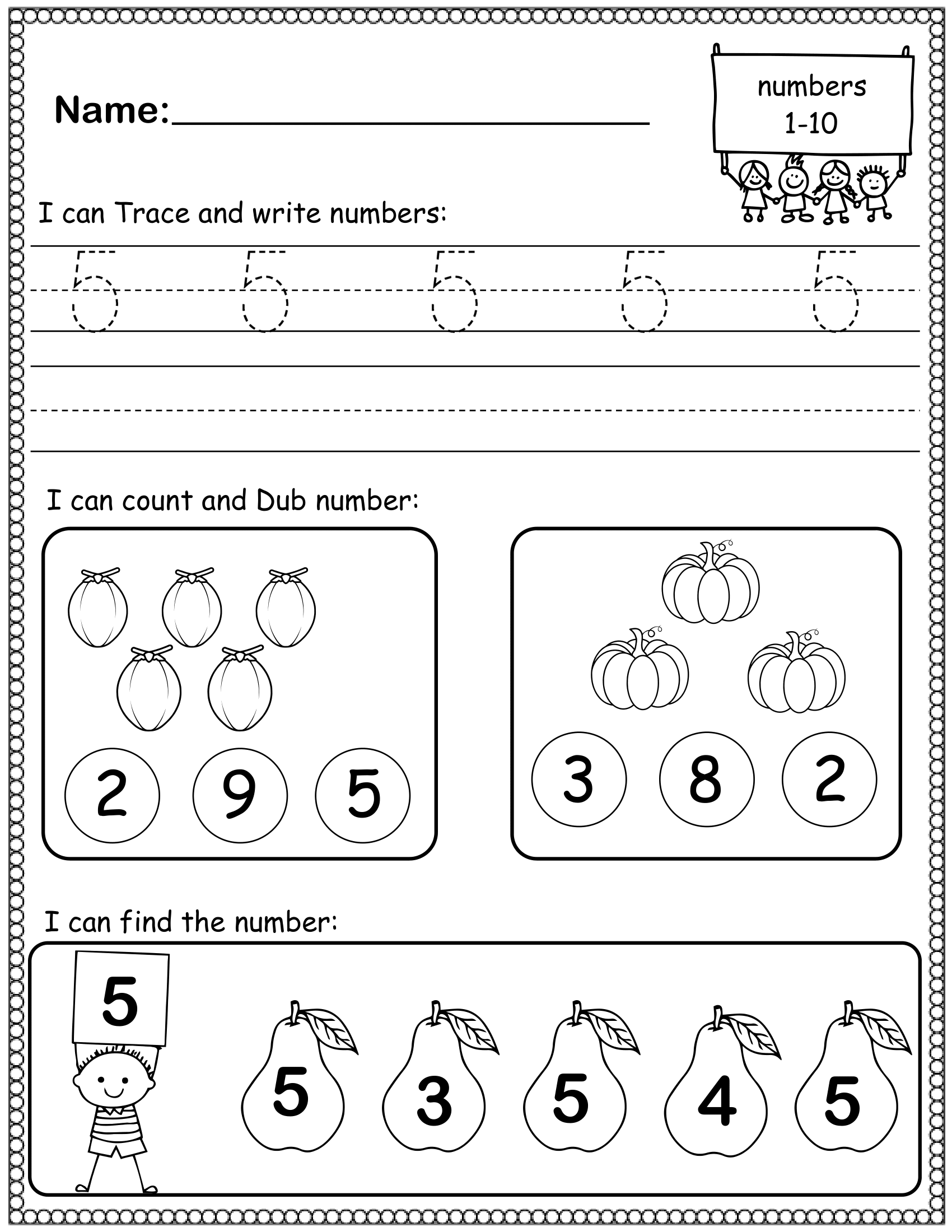 math for kindergarten worksheets