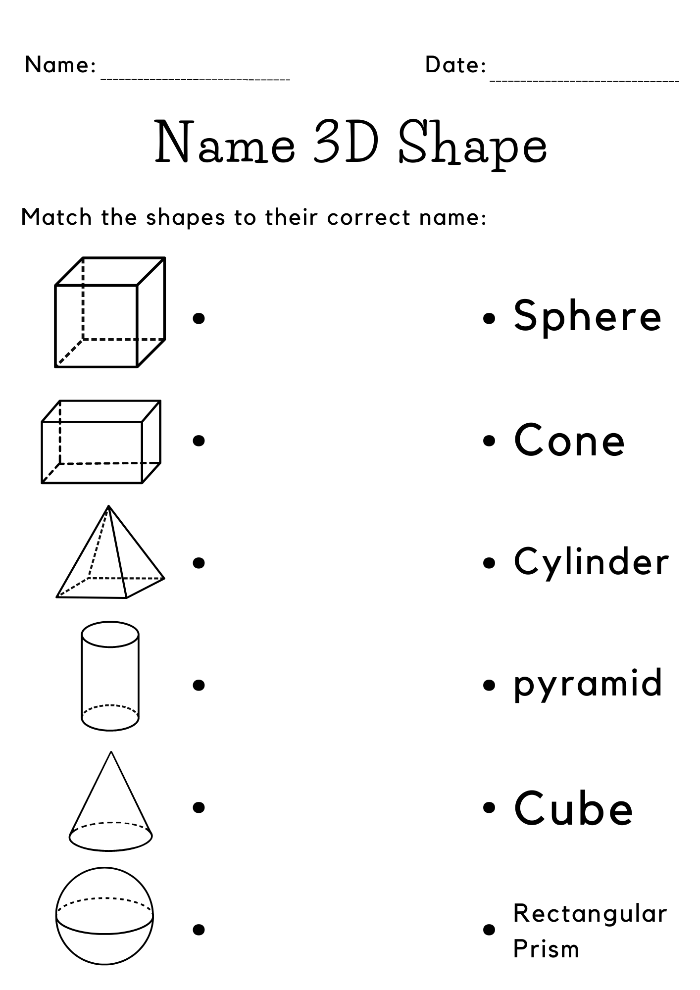 Kindergarten Printable 3d Shapes Naming Worksheet Made By Teachers