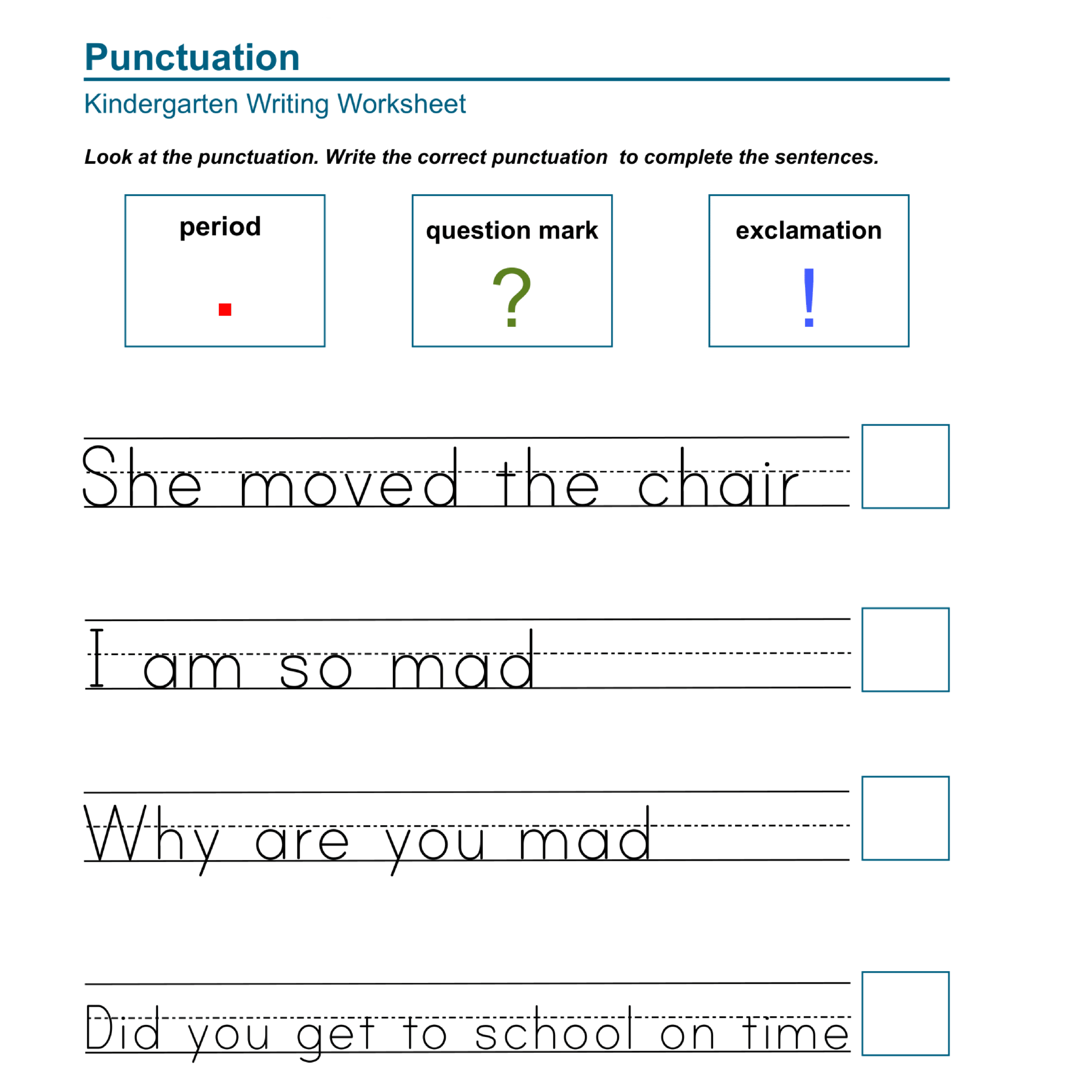 Kindergarten Punctuation Worksheets Made By Teachers Kindergarten Punctuation Worksheets Made By Teachers