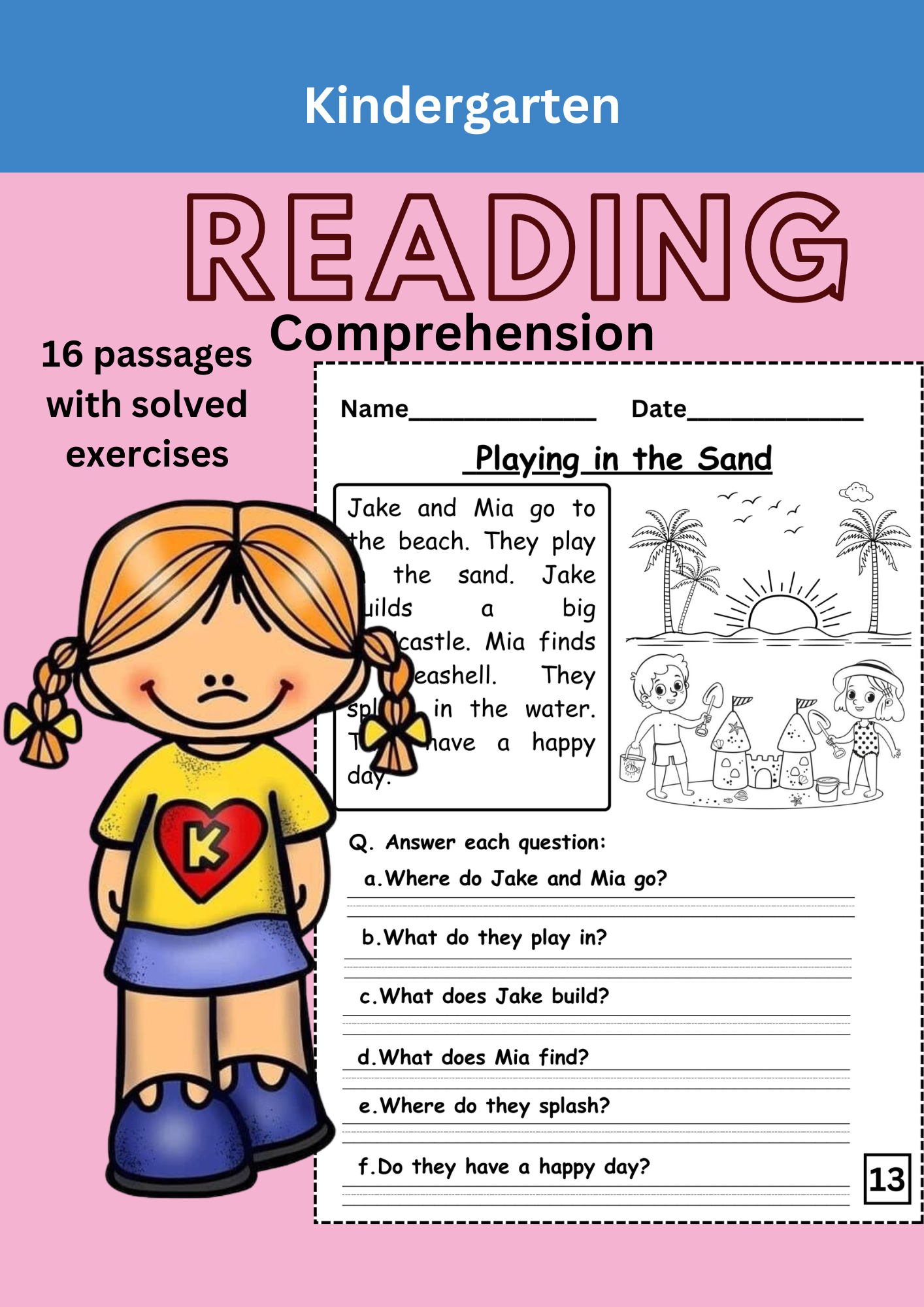Kindergarten Reading Comprehension 34 Printables 16 Passages
