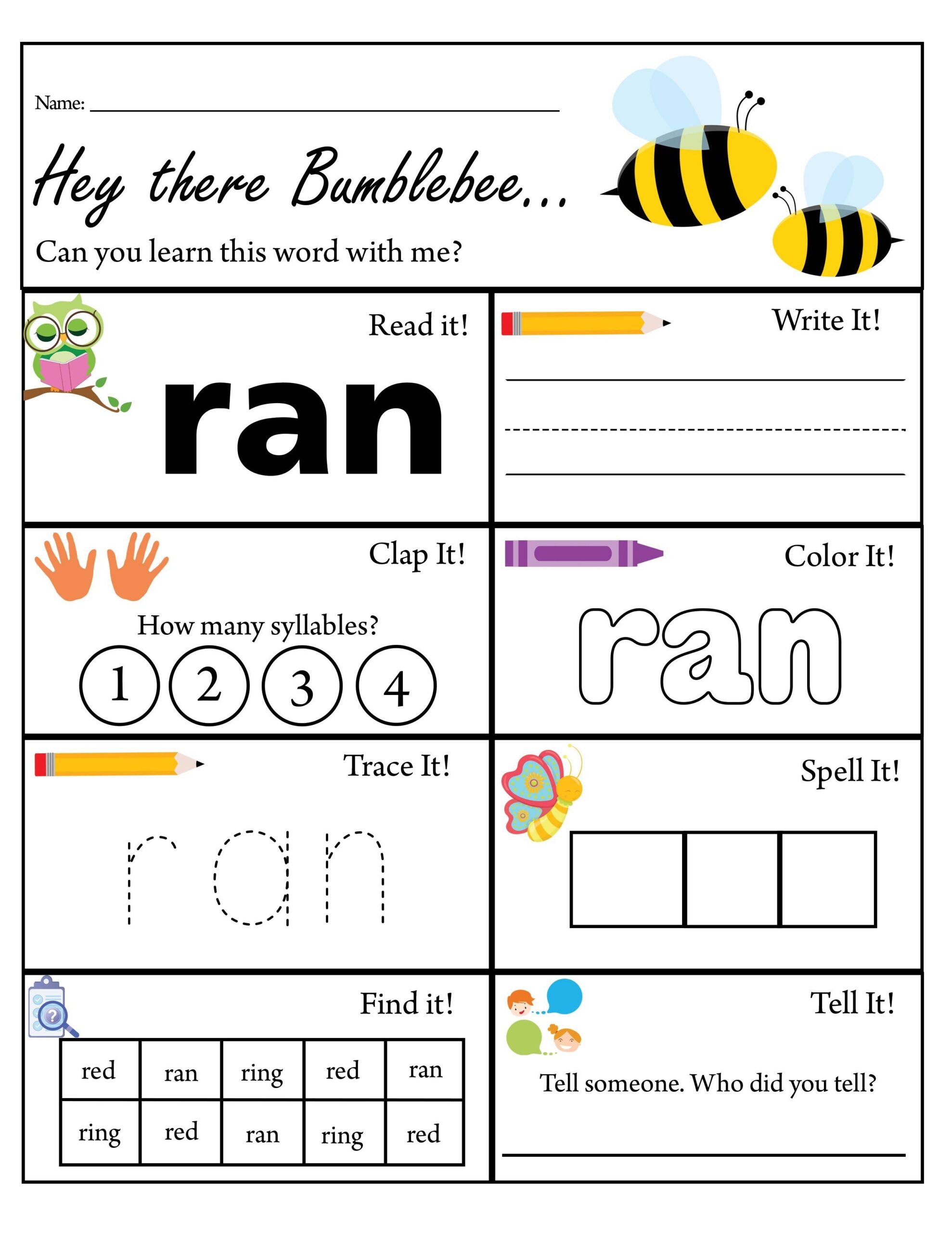 phonics sight words worksheets