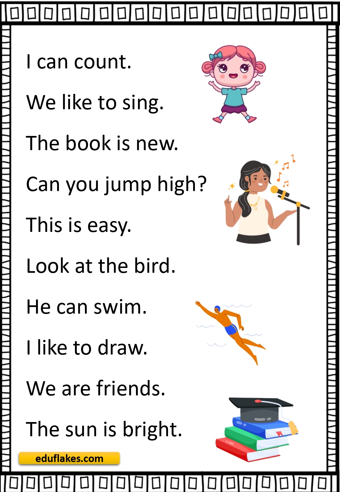 Kindergarten Sight Words Sentences Free PDF Eduflakes