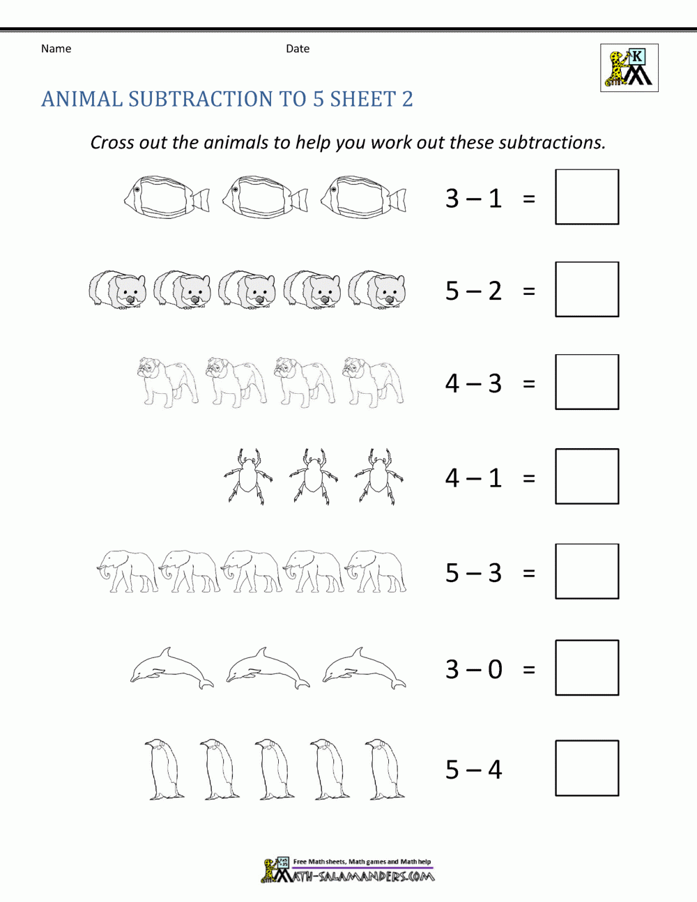 kindergarten subtraction worksheets free