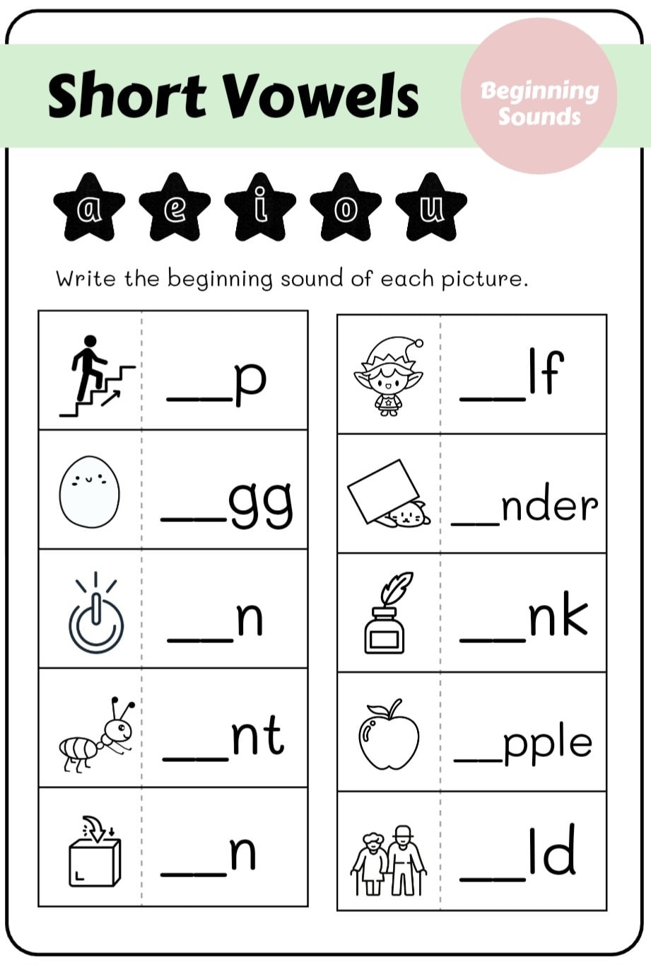 Kindergarten Vowels Worksheets Short And Long Vowels a E I O U Printable Worksheets Etsy Israel