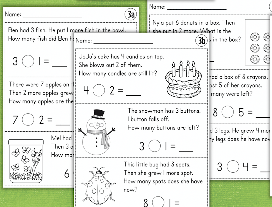 Kindergarten Word Problems Addition Subtraction Made By Teachers