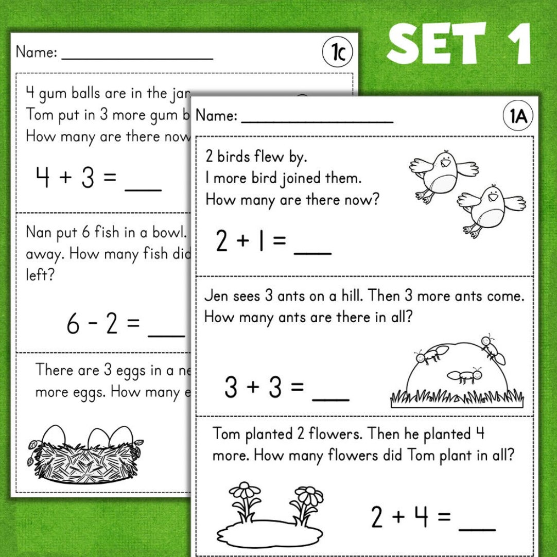 Kindergarten Word Problems Addition Subtraction Within 10